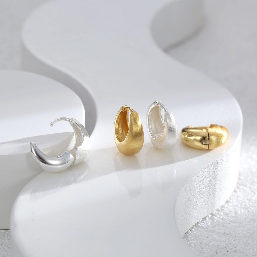 Покрытые серьги-кольца U-образной формы с матовой отделкой для женщин, толстые минималистичные корейские серьги, модная бижутерия