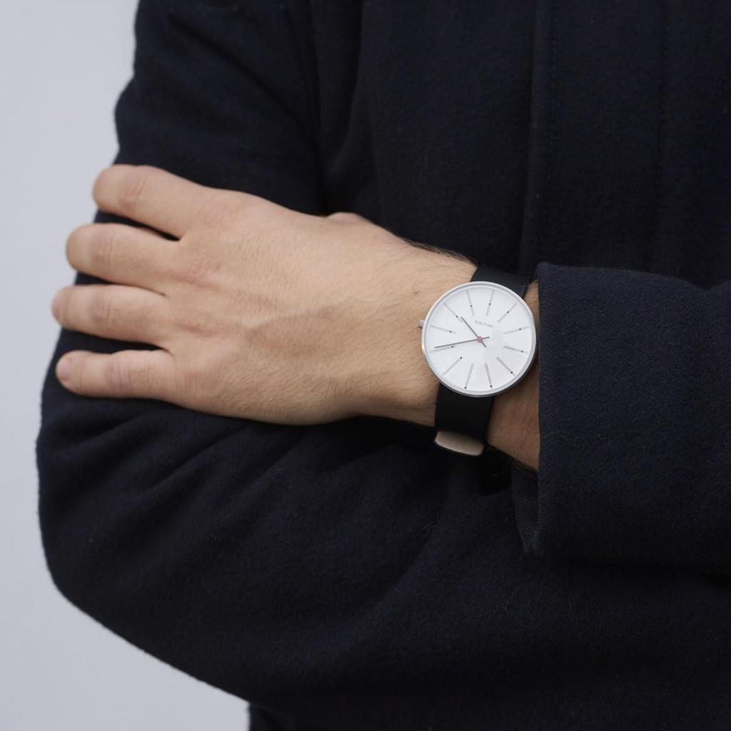 Часы ARNE JACOBSEN 40 мм, скандинавский дизайн, повседневная жизнь, водонепроницаемый дизайн без секундной стрелки, белый, серебристый, сетчатый ремень (Тихая Рука) 53102-2008