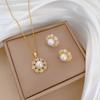 White Imitation Pearl Synthetic Zirconia Jewelry Set Earrings Necklace for Women