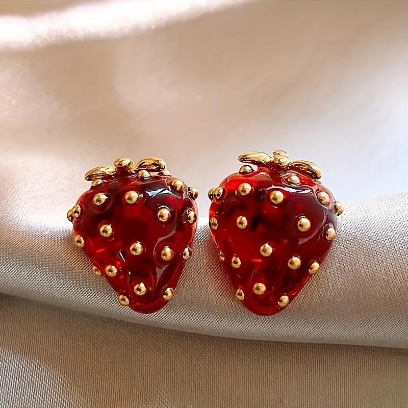 Модные серьги-гвоздики в форме клубники, ювелирные изделия, подарок на вечеринку