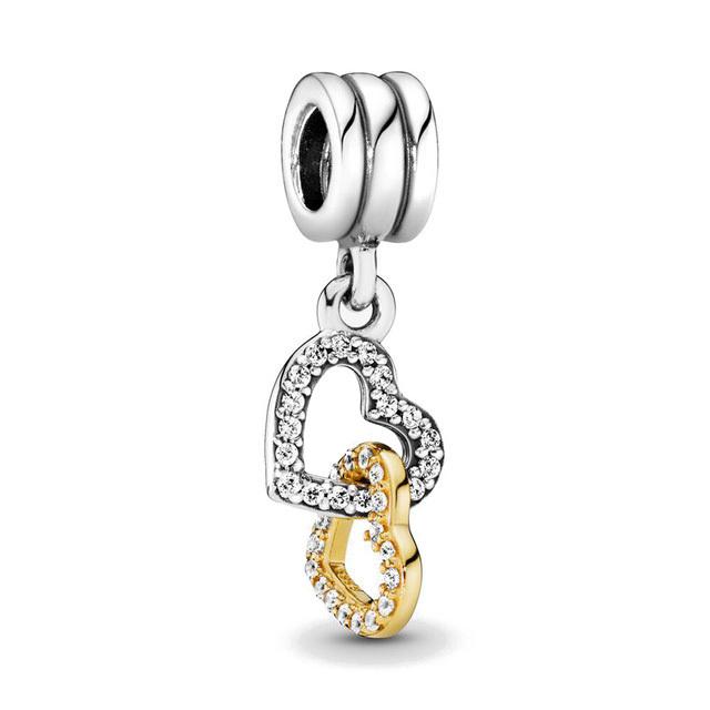 Стерлингового серебра 925 пробы, трехцветный крест-сердце, якорь, висячие подвески, DIY тонкая бусина, подходит для оригинального кулона, браслета, ювелирных изделий