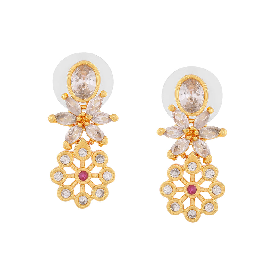 Очаровательный дизайнерский комплект ожерелья с цветочным принтом Estele с позолотой и цирконами для женщин