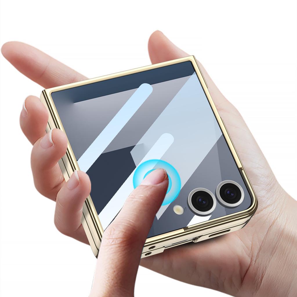 Подходит для чехла для мобильного телефона Samsung ZFlip7, защитная пленка с гальваническим покрытием Phantom с полной инкапсуляцией для складного экрана, полностью прозрачная жесткая ПК-оболочка