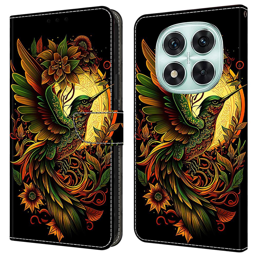 Для Xiaomi Redmi Note 14 Pro 5G/Poco X7 5G Кожаный чехол с печатью узора Кошелек Подставка Флип-чехол для телефона