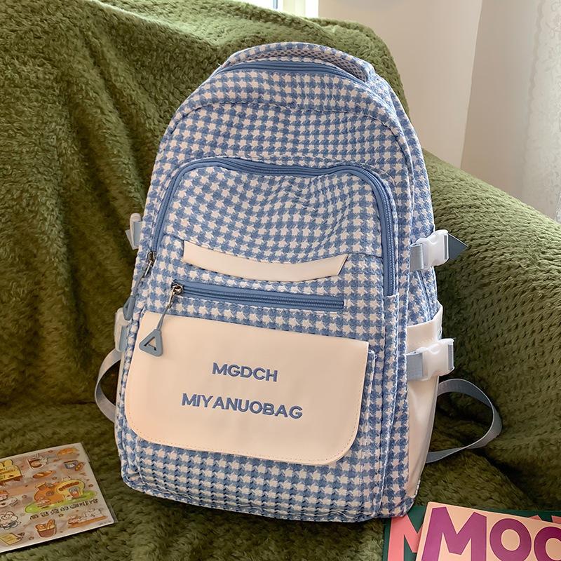 Школьный рюкзак Детский для начальной школы для девочек в клетку для учеников средней школы Нет Высокое качество Мода Рюкзак для средней школы