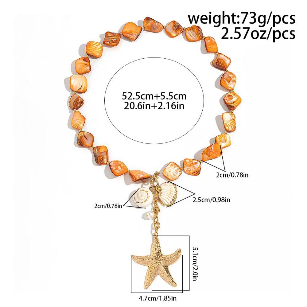 Bohemian Starfish Beaded Necklace Sea Series Shell Beaded Chain  Women