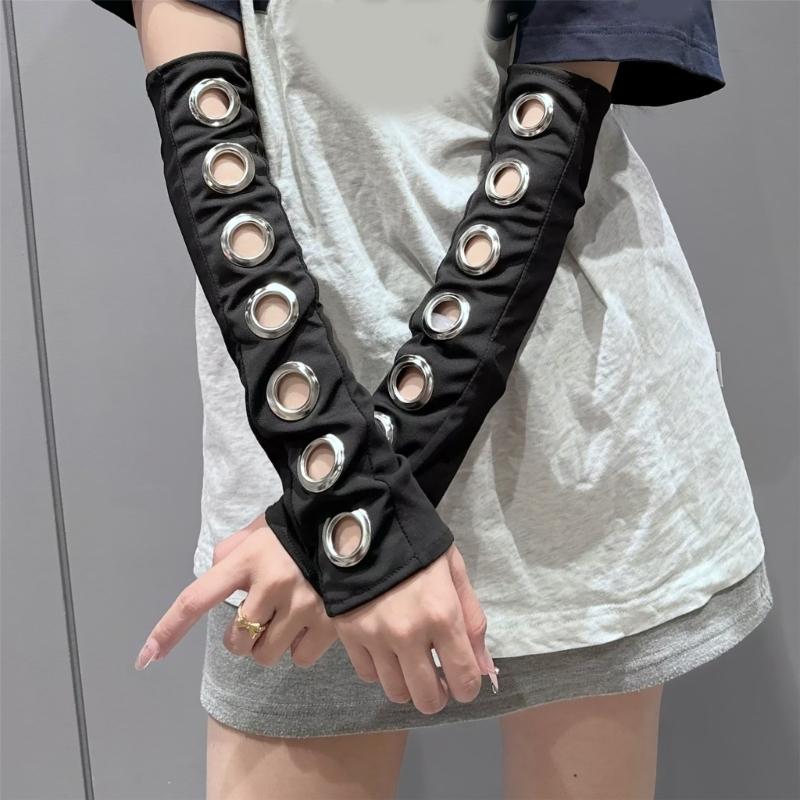 Панк нарукавники Дышащий эластичный дизайн Нарукавники Перчатки без пальцев Манжеты Рукава Для музыкального фестиваля и уличной одежды