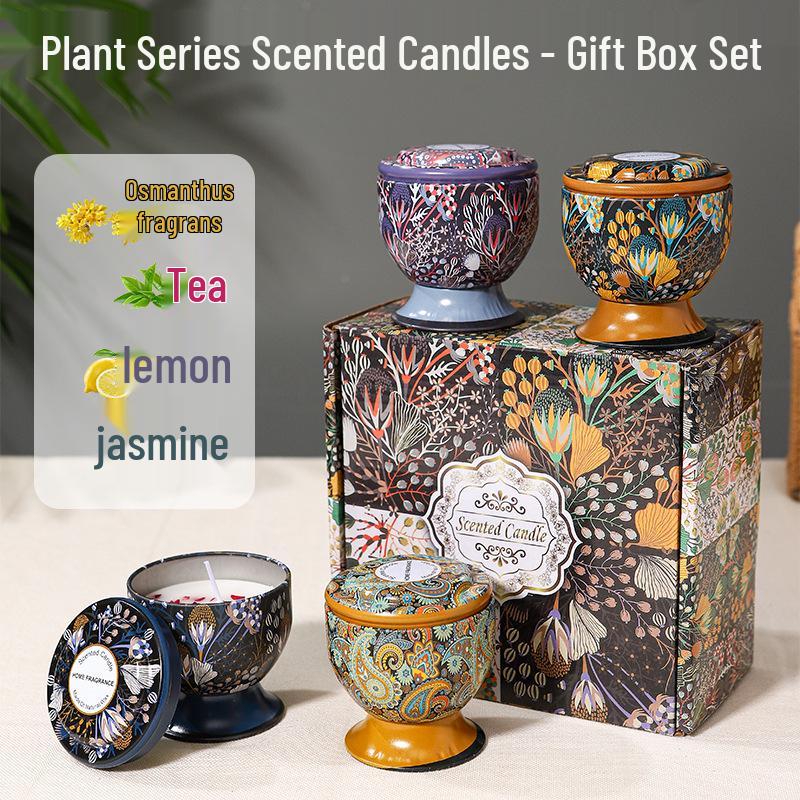 Tall Stem Soy Wax Aroma Candle in Tin - Smokeless Indoor Fragrance Gift