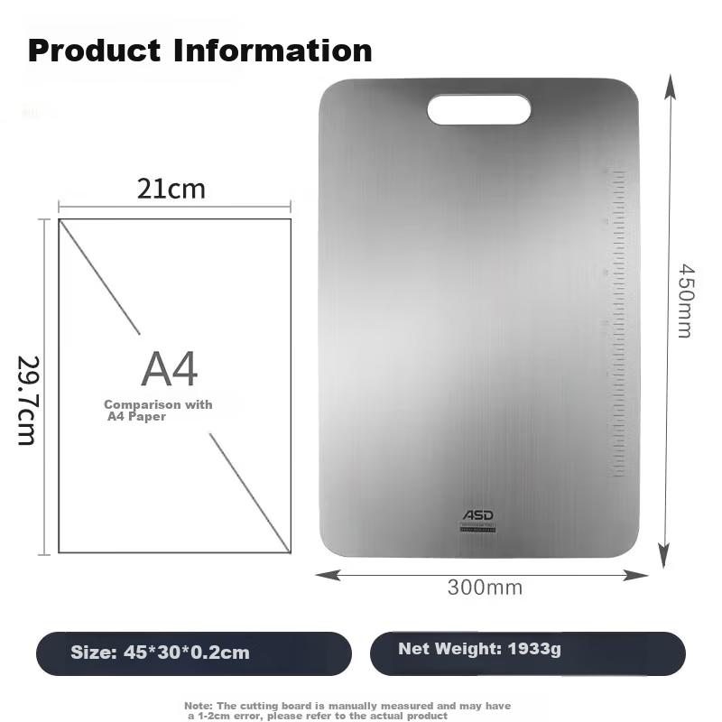 Cutting Board, 304 Stainless Steel Antibacterial And Anti-Mold Large Chopping Board, Fruit Cutting Board, Dumpling Board, GJ30C1WG Large Size