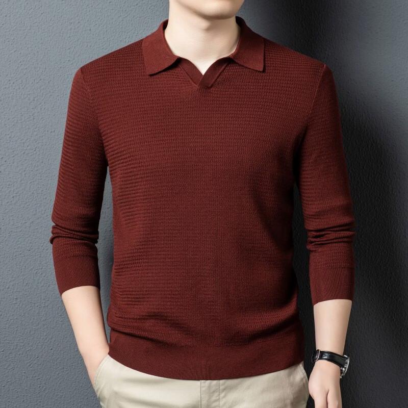 ROMON Men's Cashmere Blend Turn-Down Collar Sweater
