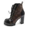 Excellent LOUIS VUITTON Ankle boots Lace Up Brown black Monogram canvas Women 35 Used