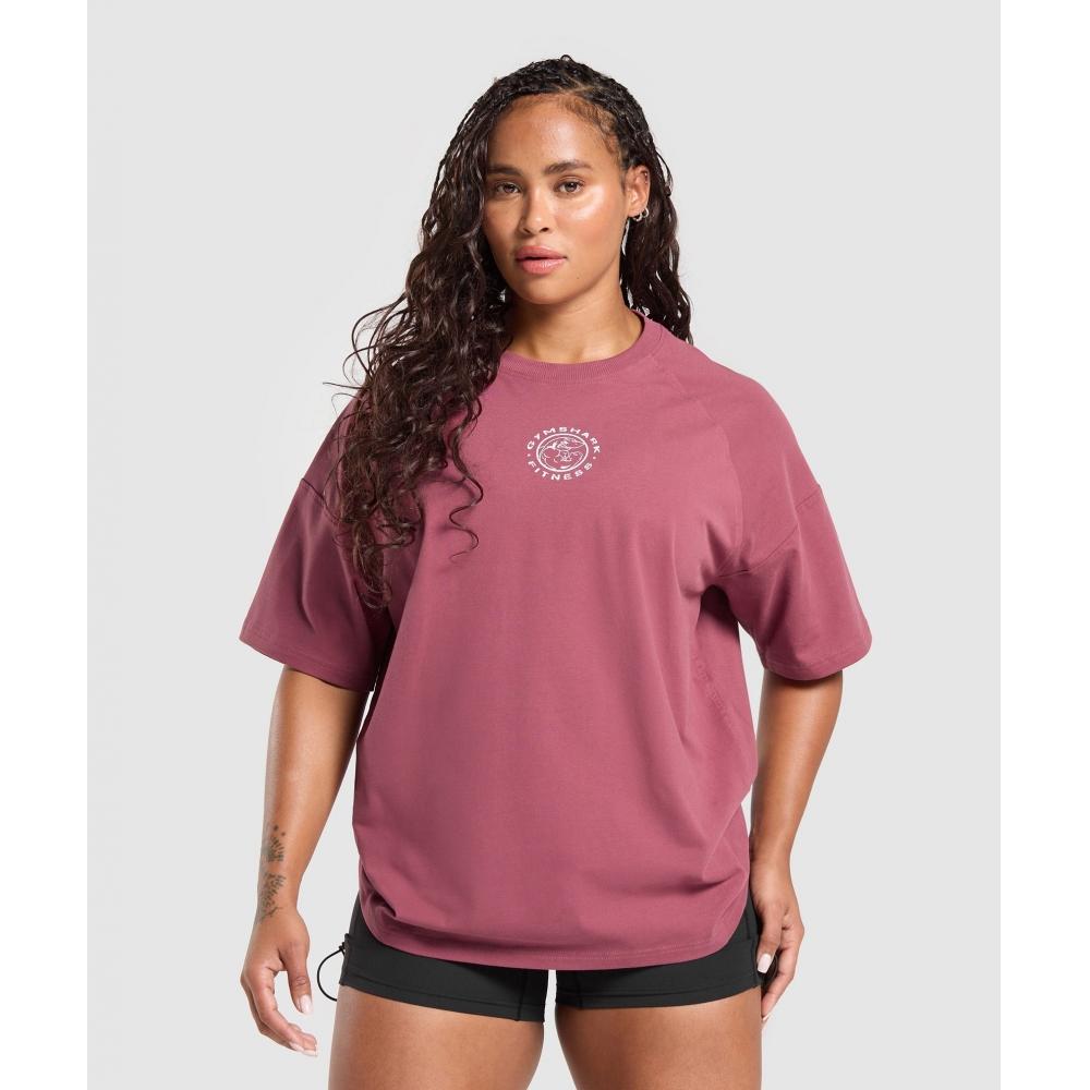 Gymshark Футболка Legacy Logo Oversize, цвет Washed Berry Pink B3c2k Kcps
