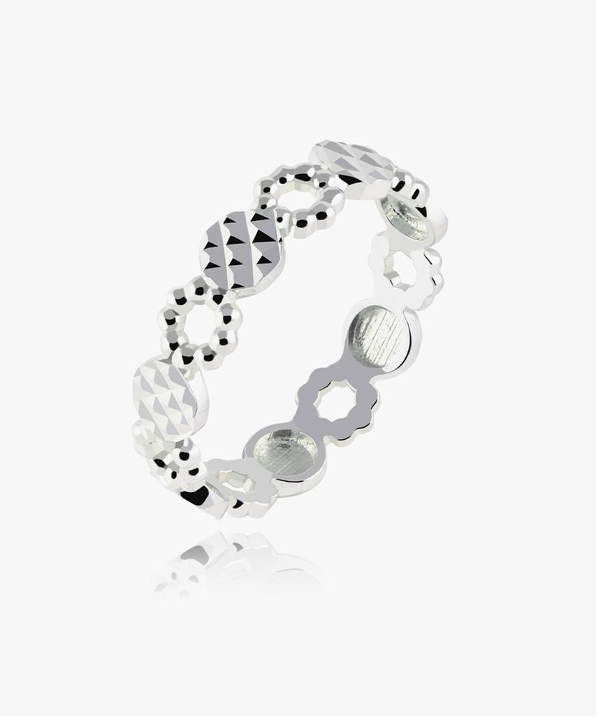 Helene Jewelry Кольцо для девушки из стерлингового серебра 925 пробы с линейным узором и шариком (Тип А)