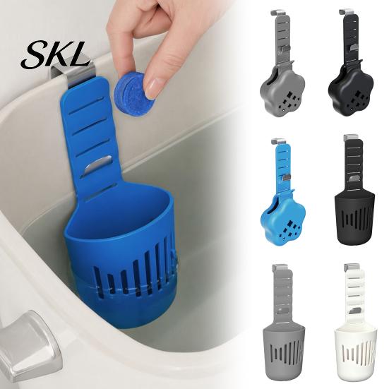 Cleaning Tablet Dispenser for Toilet Tank Holder, Adjustable Hanging Controlled Dispenser, with Rustproof Bleach Storage Basket Hook, Plastic Carrier