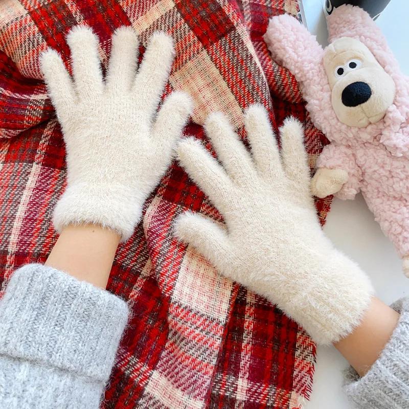 Mink Velvet Five-Finger Glove for Women, Single Piece Soft Plush Warm Winter Mitten – Order 2 for a Pair