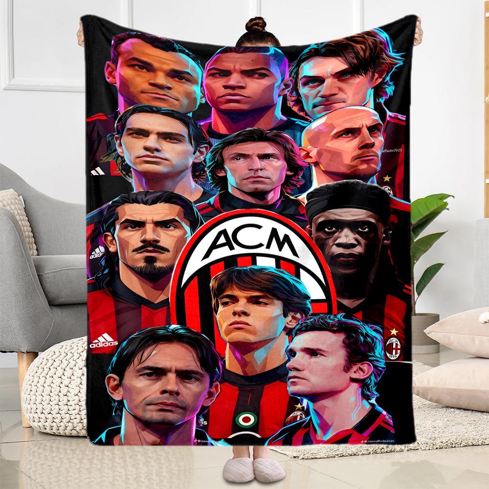 Ac Milan Blanket Soft Warm Cozy Suitable For Livingroom Bedding Office Four Seasons Universal Playful Design Gift For Travel Home Birthdays