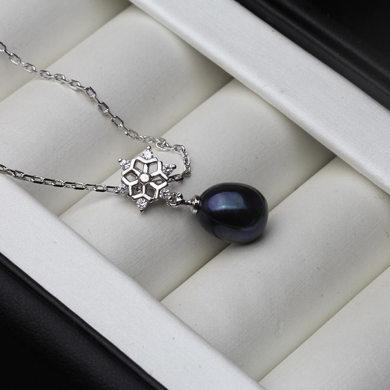 Real Freshwater Natural Pearl Pendant For Women,Wedding Trendy Snow 925 Sterling Silver Pendant Necklace Chain 45cm