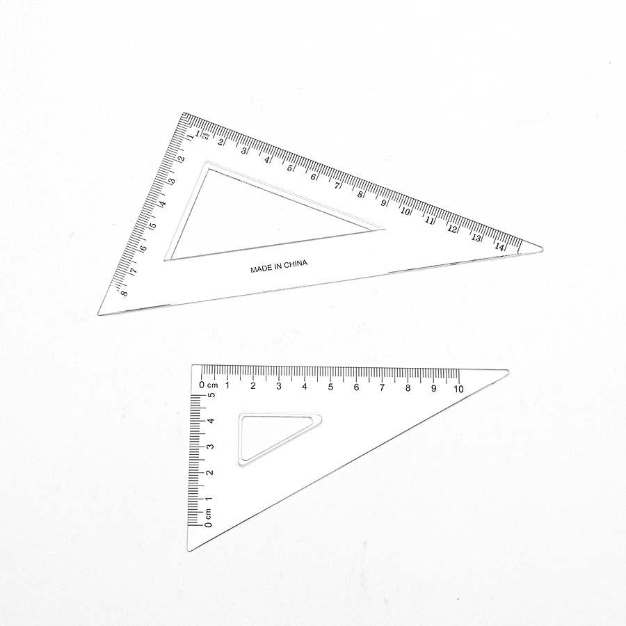 Пластиковая прозрачная треугольная линейка и угольник - Набор студенческих инструментов для рисования