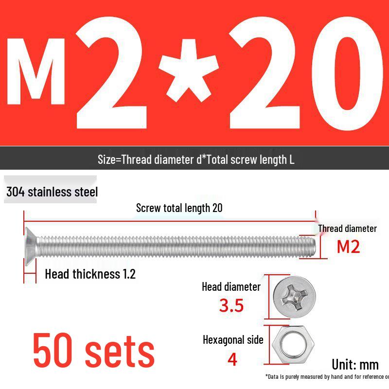 Набор Extra Long Phillips Flat Head Винтов и Гаек из Нержавеющей Стали 304 (2М, 3М, 4М)