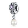 Bamoer 925 Sterling Silver Vintage Texture Purple Zirconium Pendant Fit Women DIY Bracelet & Bangle Pearl Glossy Pearl Charms