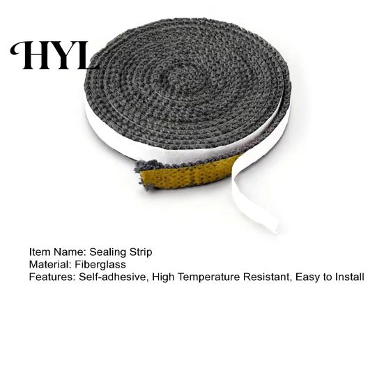 High Temperature Stove Seal Strip 10/12/15MMx2M Fiberglass Fireplace Door Sealing Self-adhesive Wood Tape Replacement Flat Gasket Rope