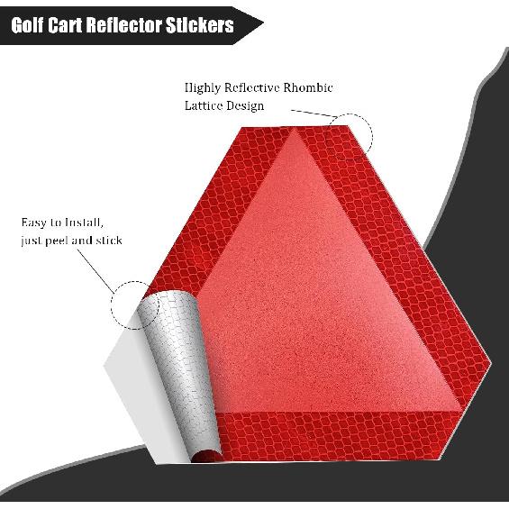 Slow Moving Vehicle Sign 2 Pack,7"X8" Diamond Grade Reflective Sticker,Car Safety Sticker And Decal,SMV Sign For Golf Cart(Red,2Pack)