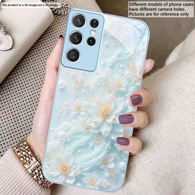 Красивые белые цветы Для Samsung S26 S22 S8 S9 S10 S20 Ultra S21 Pro S22 Plus S23 FE S24Ultra S25 Edge S24+ Стеклянный чехол для телефона