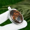 Natural Conglomerate Jasper Gemstone Pendant Red 925 Sterling Silver Jewelry