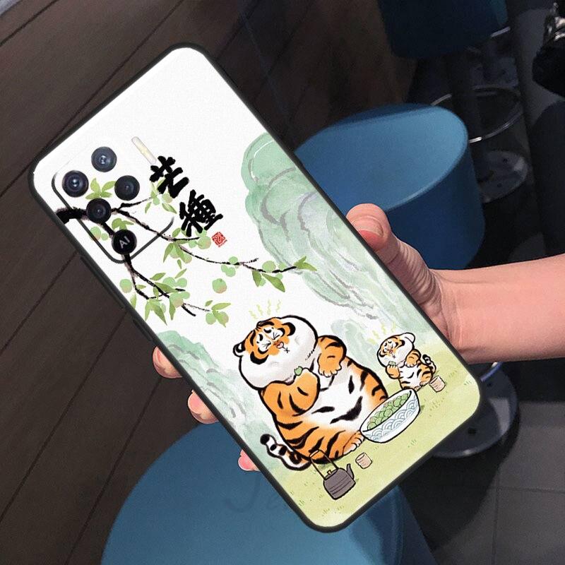 Чехол с милым толстым тигром для OPPO A52 A72 A92 A54 A74 A94 A3S A5S A5 A9 A31 A53 A83 A91 A93 A1K A15 A16