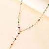 Colorful Glass Long Y-Shaped Necklace Metal Collarbone Chain Gold Silver Color Tassel Necklace Party Body Jewelry