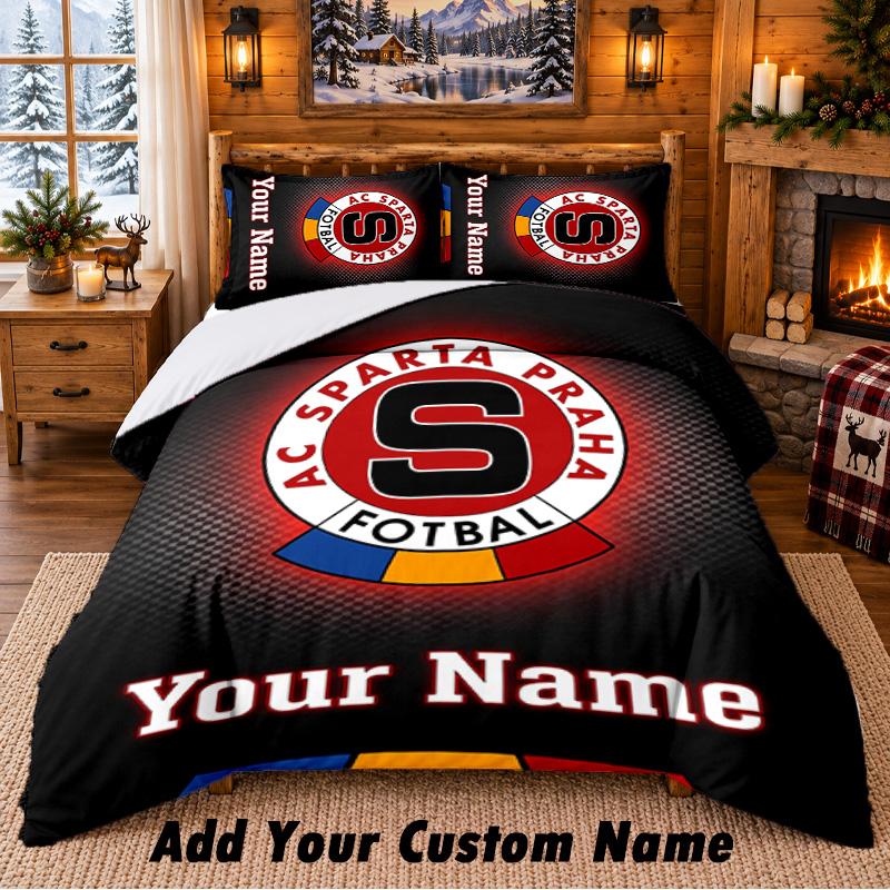 Sparta Prague Pattern Bedding 3Pcs Set Custom Name, Bed Sheet And Pillowcases For Home Bedroom