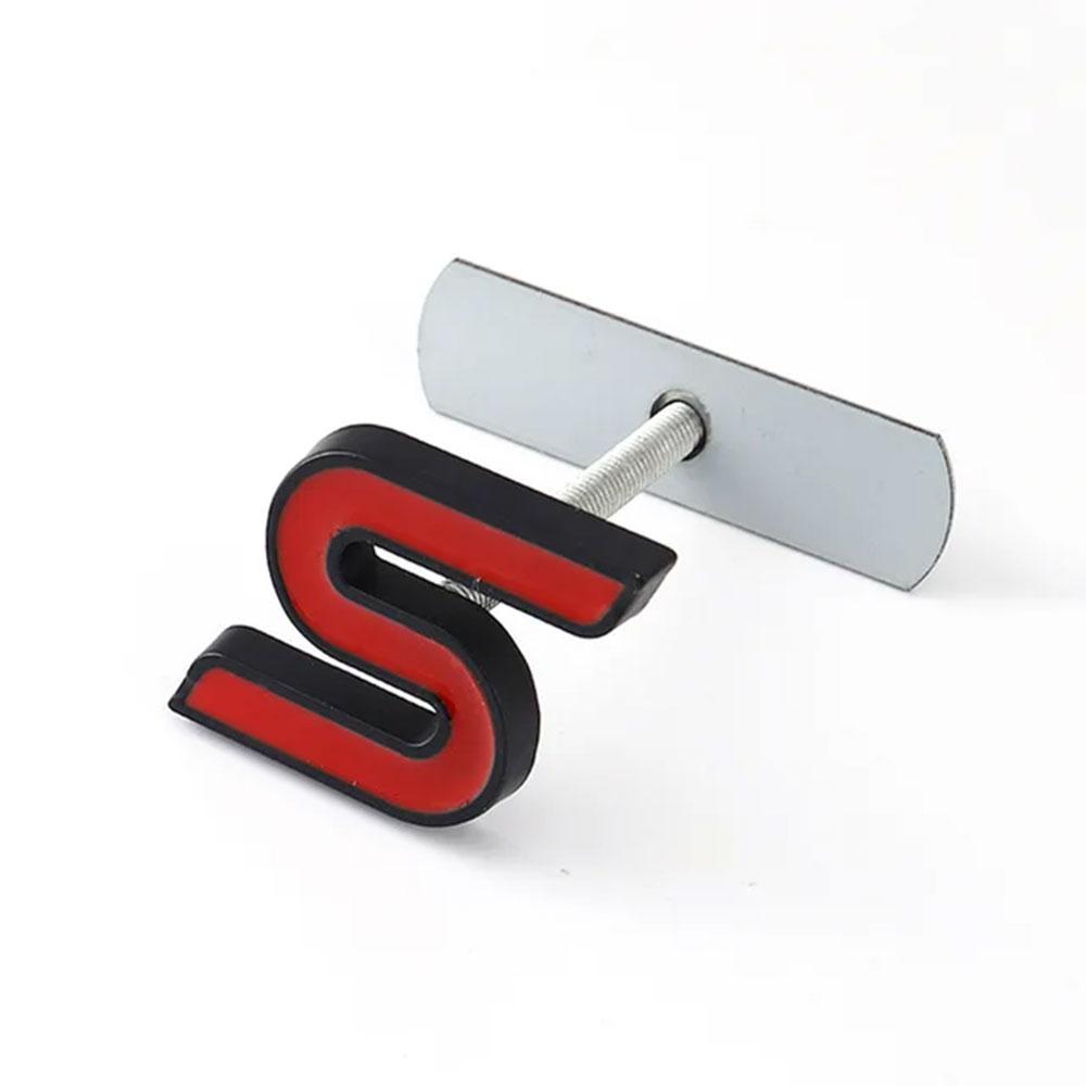 3D Metal Letter S Logo Car Front Grille Emblem Badge Rear Trunk Stickers Decal For Ford Focus Fiesta Escape Ecosport Kuga Mondeo
