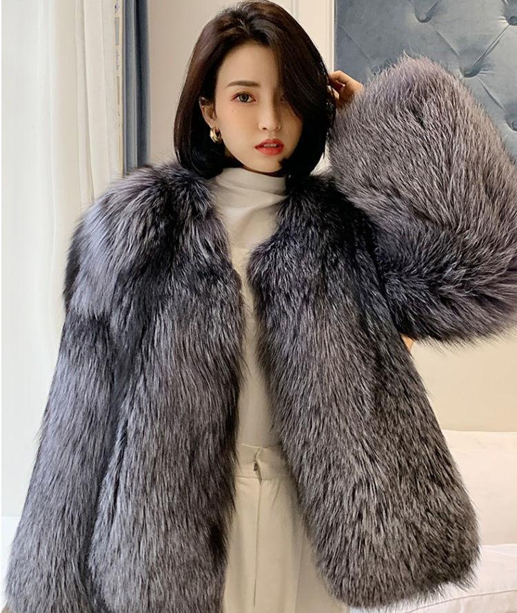 Women's Fur Jacket Short Fashion Imitation Fox Fur Whole Fur Coat Autumn and Winter New Casual Women's Jacket