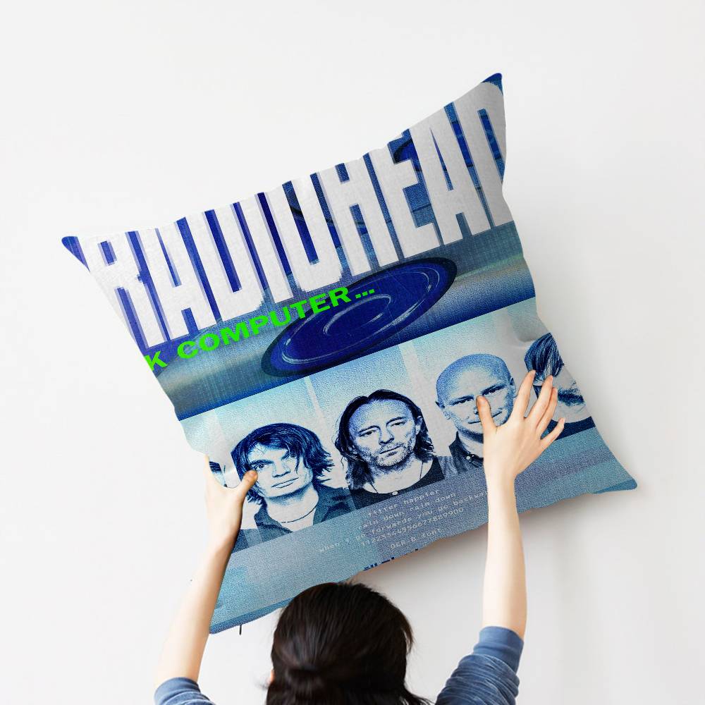 Винтажная Подушка с Логотипом Рок-Группы Radiohead Аниме Подушка Подушка для Изголовья Дивана-Кровати Чехол для Подушки 45x45 см Модная