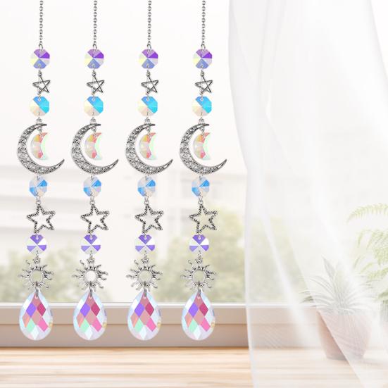 Stars Moon Sun Catcher Hanging Planets Ornament Prismatic Sun Catcher Rainbow Maker for Outdoor Garden Home Wall Decoration