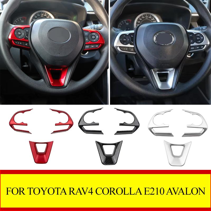 3Pcs/Set Steering Wheel Panel Button Switch Cover Sequins For Toyota RAV4 Corolla E210 Avalon 2019 -2023 Car Accessories