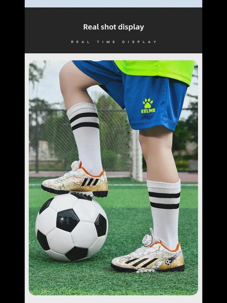 Kids' Low-Top Football Training Shoes with Rotating Buckle