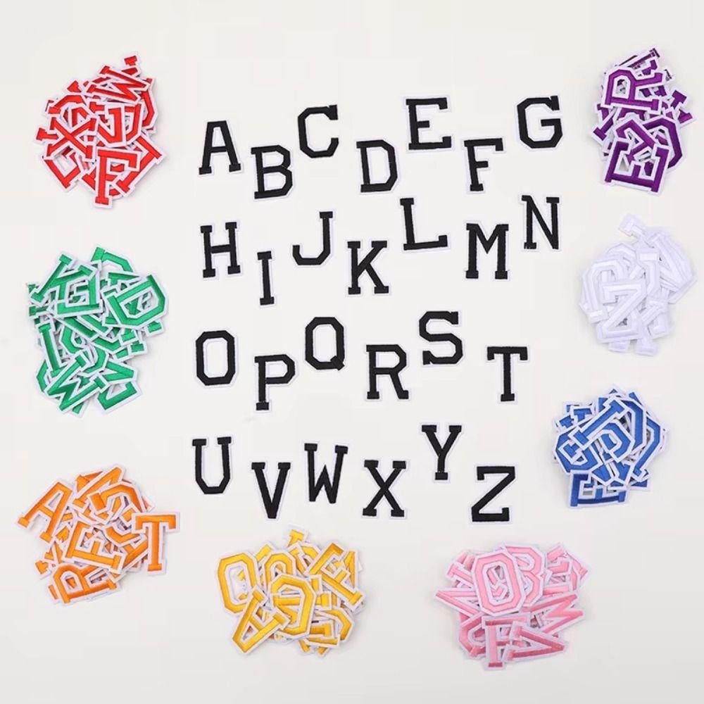 72Pcs Fabric Applique Iron on Adhesive Patches Colorful English Letter Patches DIY Crafts
