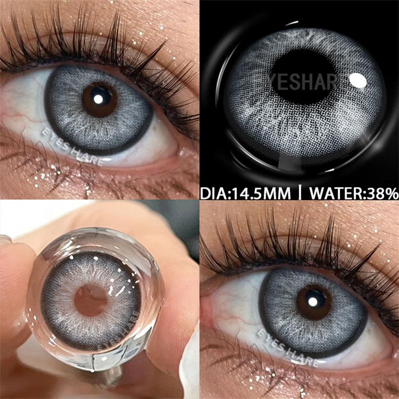 Цветные зрачки для глаз, 1 пара, серые контактные линзы для глаз, коричневые цветные линзы, голубые большие линзы для глаз, зеленые линзы, годовые линзы для глаз