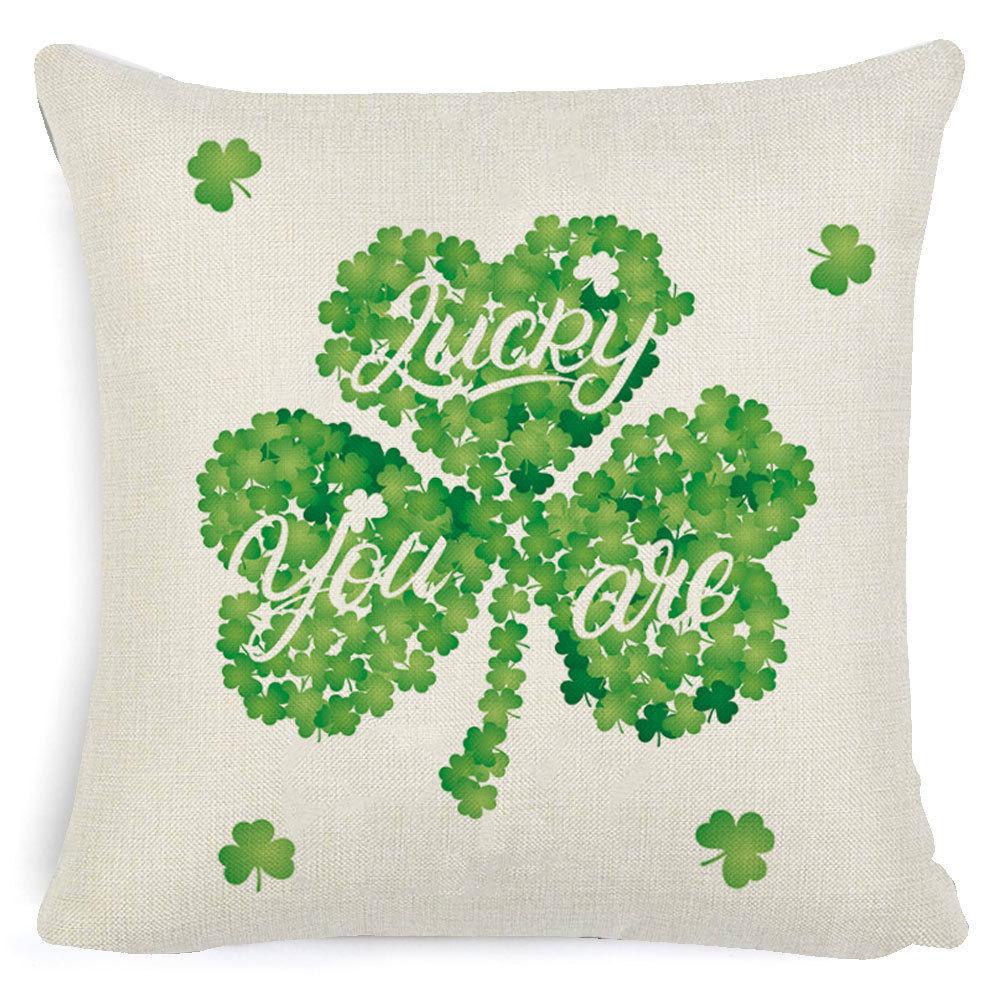 St. Patrick's Day European Holiday Four-leaf Clover Cushion Pillow Case Office Lumbar Support