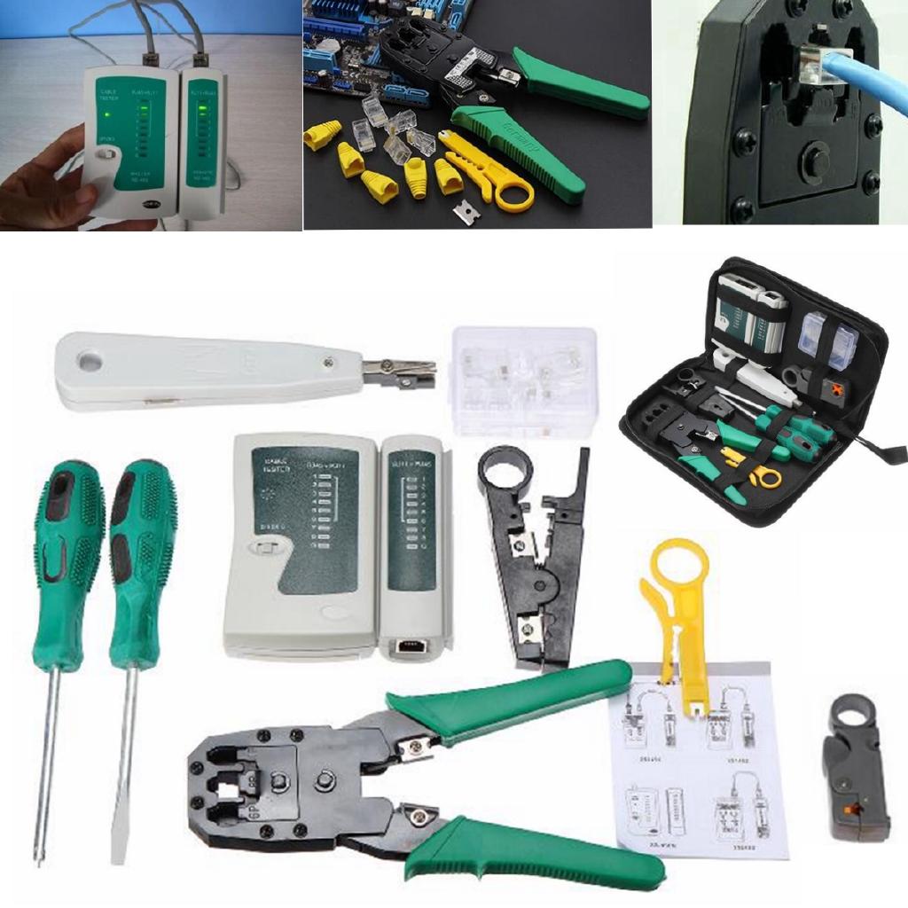 11 шт. Инструмент для обжима сетевых кабелей LAN, ручной инструмент для ремонта, тестер кабелей, коннектор Ethernet Cat5, тест RJ45, инструмент для зачистки кабелей