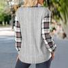 Осенняя женская клетчатая полосатая лоскутная ретро-пуловер с капюшоном футболка