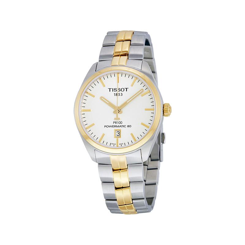 Tissot Коллекция PR100 Автоматический механический механизм Мужские часы 39 мм Белый циферблат Корпус из нержавеющей стали T101.407.22.031.00