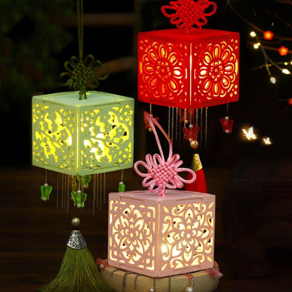 With LED Light DIY Mid-Autumn Lantern Mid-Autumn Festival Handmade Handmade Lanterns Chinese Style Good Luck Hanfu Accessories