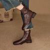 Lambskin Slimming Ankle Boots 2025: Women's Mid-Heel Vintage Martin Boots, Black Square Toe, Autumn/Winter Collection.