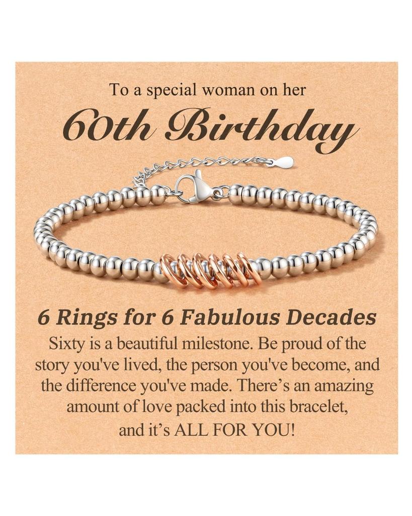 Ladies Silver Bead Bracelet Birthday Gift Adjustable Chain Ring Bracelet 4mm Silver Bead Ring Birthday Bracelet