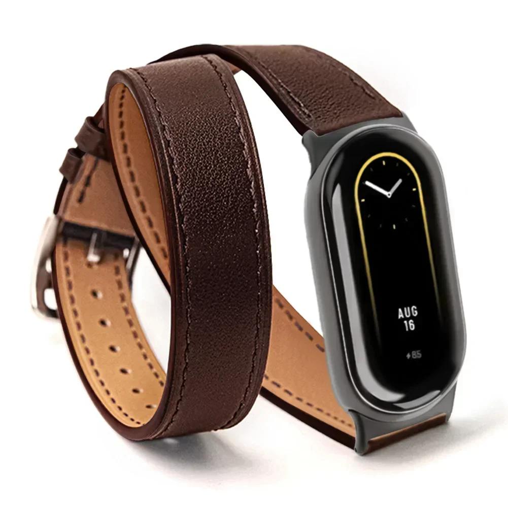 Для Mi Band 8 Ремешок Кожаный ремешок Для Xiaomi Mi Band 9 Ремешок на запястье Correa Часы Замена Miband 9 NFC Спортивный браслет Pulseira