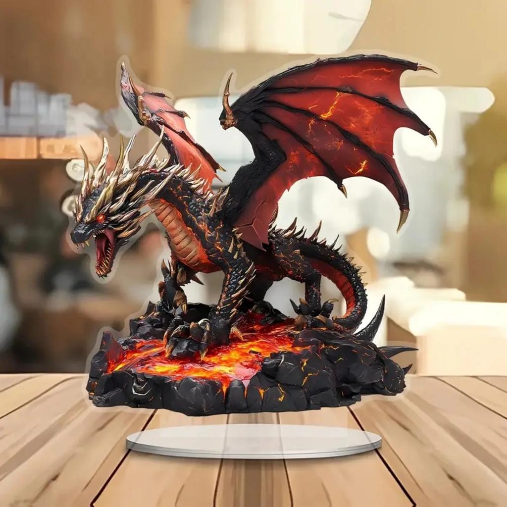 Flame Dragon 2D Flat Acrylic Tabletop Decor So Cool ,Home,Office,Cafe,room,Studio,Desktop Ornament Kit Gift sign