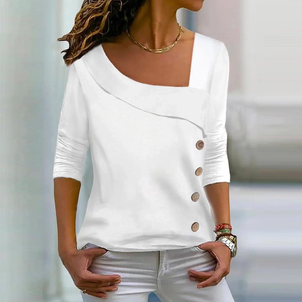 Топы для женщин, нарядные повседневные рубашки с длинным рукавом, футболки, топ