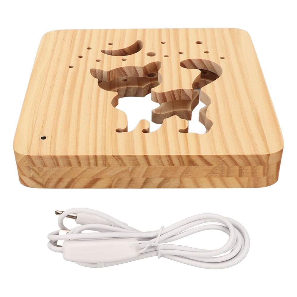 Cute Cat Shape 3D Wood Light LED Light Wooden Night Lights Night Light Lamp Bedroom Decor